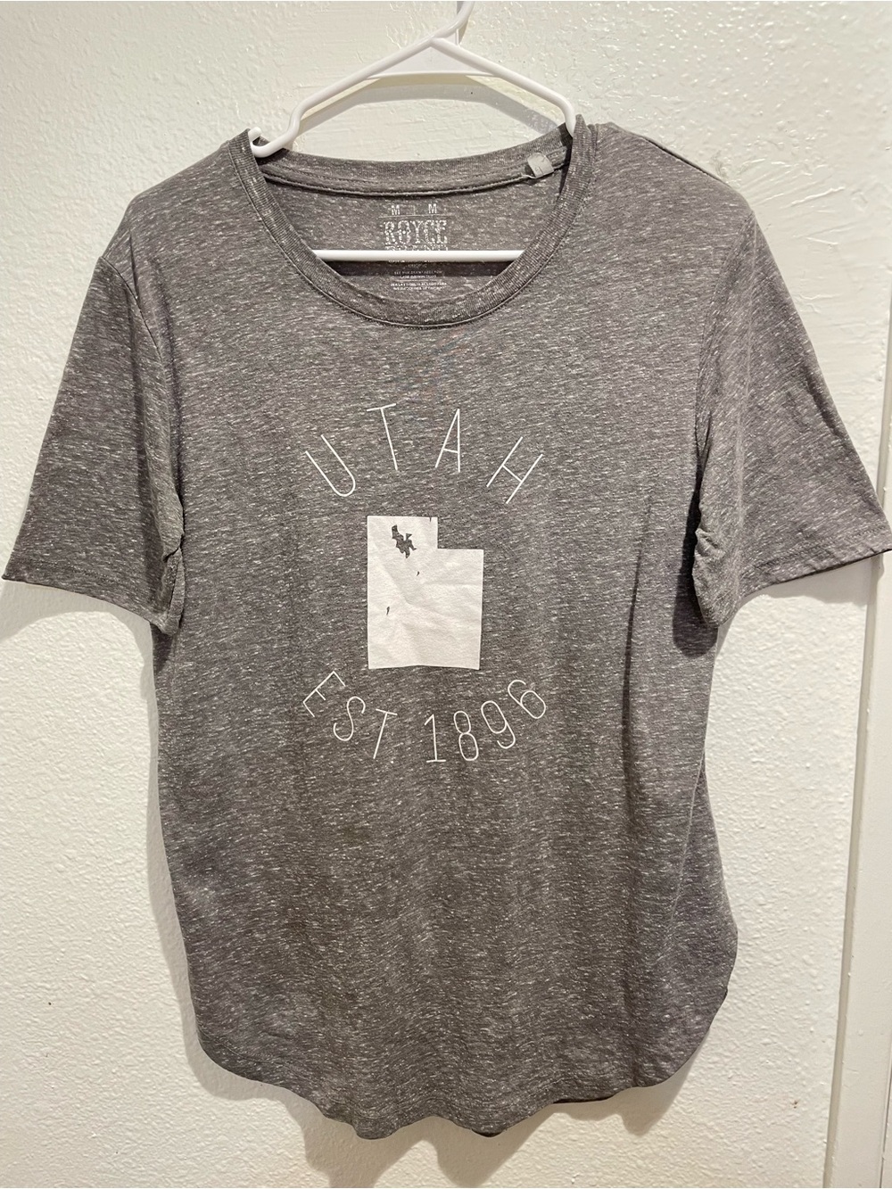 ✨ Royce Utah Graphic Tee • Heather Gray Side Slit Crewneck Shirt | Size M 🏔️🤍